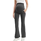 VIMPEP Buttery Soft Women’s 31” Flare Maternity Leggings with Pockets Over The Belly Stretchy Workout Yoga Pregnancy Pants