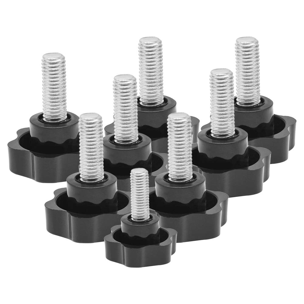 YOFASEN 20 Pieces M5 Male Thread Knurled Clamping Knobs Grip Thumb Screw - Plastic Plum Hex Shaped Head Threaded Knurled Thumbscrew Grip Knobs Clamping Screw, M5*8 X 50 Pieces