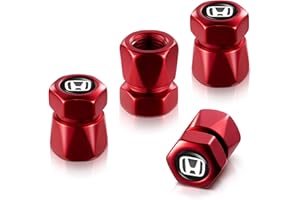 Tire Valve Stem Caps for Honda Accord Civic Fit CRV Pilot EX CR-V EX-L Metal Car Wheel Air caps Auto Valve Stem Caps Accessories 4 Pcs Red