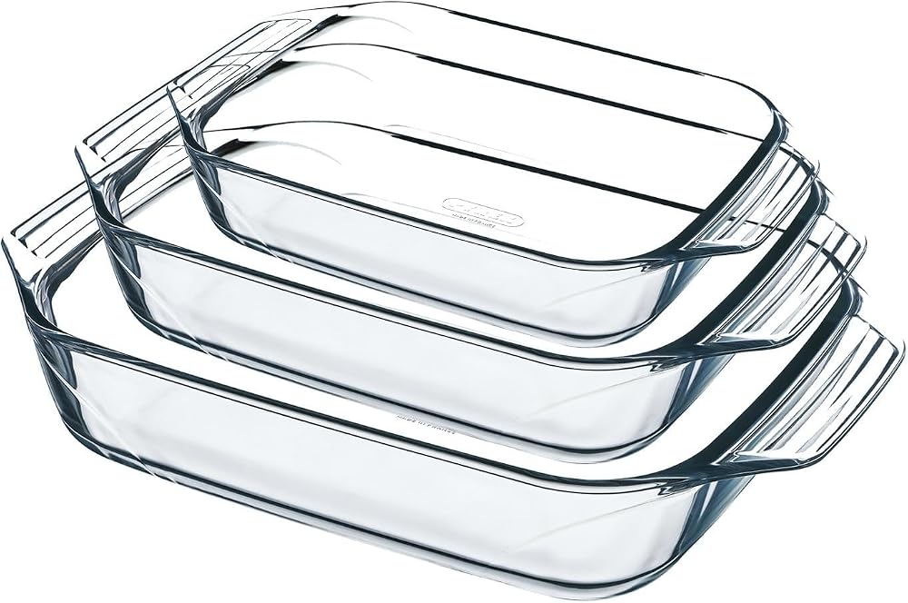 Pyrex 8023510 Set of 3 Borosilicate Glass Oven Plates France