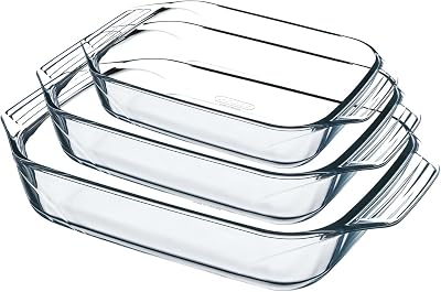Pyrex 8023510 Set of 3 Borosilicate Glass Oven Plates France
