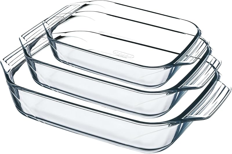 Pyrex 8023510 Set of 3 Borosilicate Glass Oven Plates France