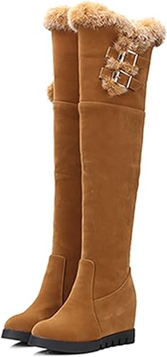 Amazon G7lz スウェード ムートンブーツ レディース ロング丈 シューズ 厚底 防寒 もこもこ 歩きやすい カジュアル おしゃれ 雪 女の子 裏ボア ニーハイブーツ 裏起毛 屈曲性 サイドジップ 保温性 雪用ブーツ スノーブーツ ファッション ブーツ ブーティ