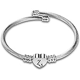 SBI Jewelry Silver A-Z Letter Cuff Bracelets for Women Heart Love Alphabet Initial Bangle Bracelets for Women Jewelry Gifts