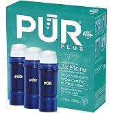 PUR PLUS Water Pitcher Replacement Filter with Lead Reduction (3 Pack), Blue &ndash; Compatible with all PUR Pitcher and Dispenser Filtration Systems