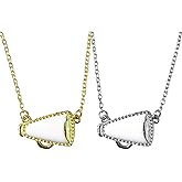 Bmpzery Cheerleader Necklace - 2 Piece Set Cheer Jewelry with Gold & Silver Megaphone Charms, Adjustable Cheer Necklace for Team Gifts, Competition & Cheer Mom Gifts