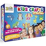 3 Bees & Me Kids Crafts Kit for Boys & Girls Age 5 to 8 - DIY Spray and Stay Water Beads Craft Set for Designs, Keyrings & Backpack Clips - No Iron or Glue Needed - 2 Pegboards & 20 Designs, Various
