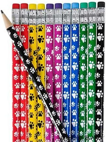 Adopt a Puppy Paw Print Wooden Pencils ~ Set of 24 Party Favors (7.5” Size Pencils)