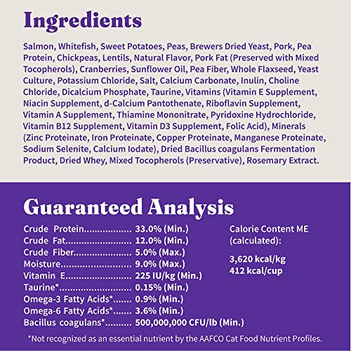 HALO HOLISTIC CAT FOOD WILD CAUGHT SALMON & WHITEFISH FORMULA, HEALTHY GRAINS DRY CAT FOOD, COMPLETE DIGESTIVE HEALTH, KIBBLE FOR ADULT CATS, 6 LB BAG