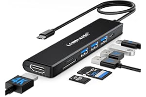 Lemorele USB C Hub, Type-C Hub Adapter 7 in 1 with HDMI 4K@30Hz, 100W PD Charging, 1 USB3.0 5Gbps Data Port, 2 USB 2.0, SD/TF, USB C Multiport Dongle for MacBook/ChromeBook/Dell/HP/Lenovo