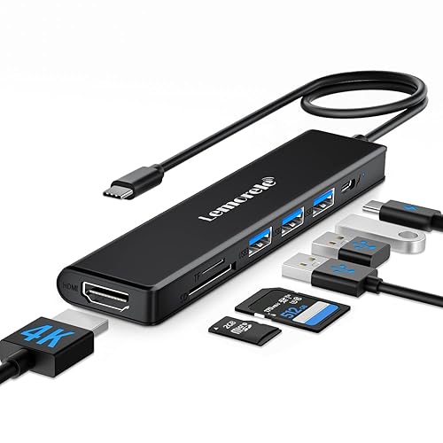 Lemorele USB C Hub, Type-C Hub Adapter in with HDMI 4K@30Hz, 100W PD  Charging, 5Gbps Data Port, USB SD/TF, USB C Multiport  Dongle