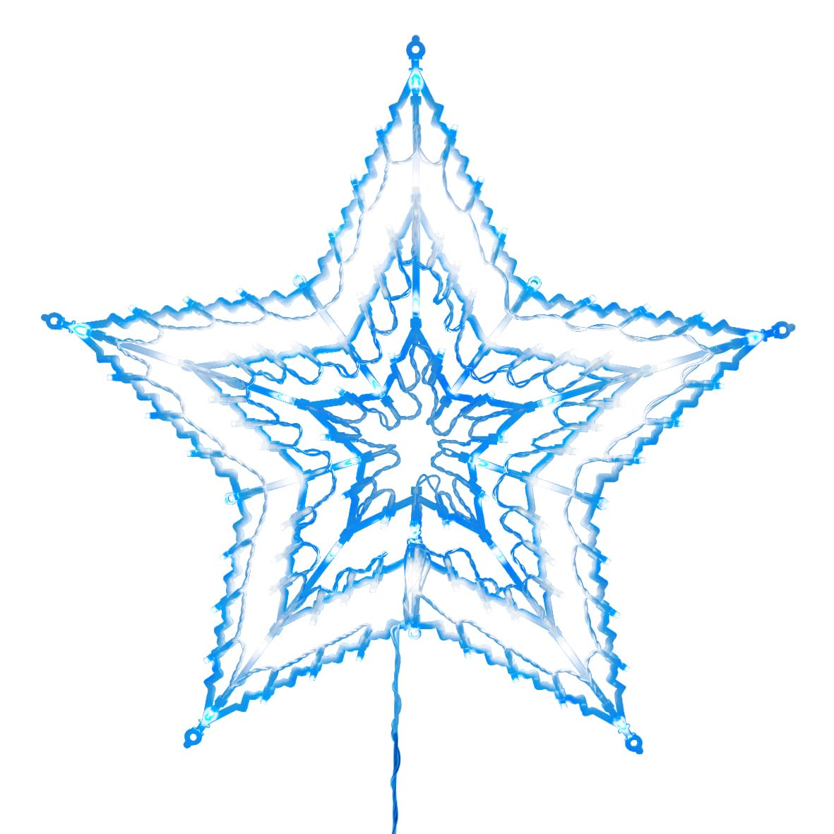 The Christmas Workshop 80640 Blue & White Star Christmas Light / 35 LED Lights/Mains Operated Christmas Decorations / 54cm x 54cm x 1.5cm