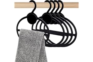 AHANDMAKER 10 Pcs Black Plastic Oval Scarf Hanger, Space Saving Scarf Holder, Tie, Belt, Headband Organizer, 5.35 Inch
