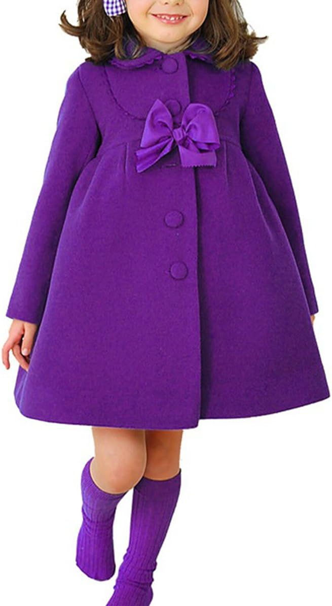 HBDesign Cute Imitation Wool Bowknot Girl Overcoat Dress Coat Outer Wear Winter