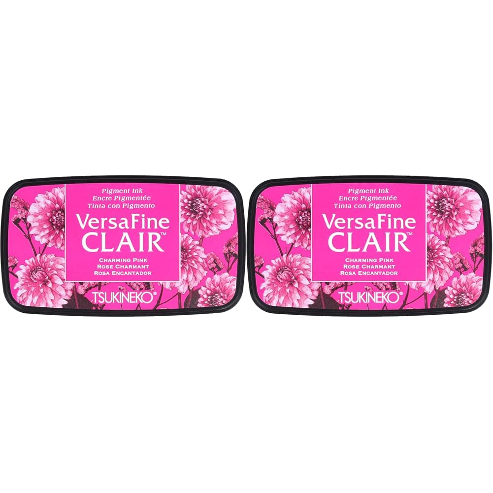 Tsukineko Imagine VF-CLA-801 Charming Versafine Clair Ink Pad, Synthetic Material, Pink, 5.6 x 9.7 x 2.3 cm (Pack of 2)