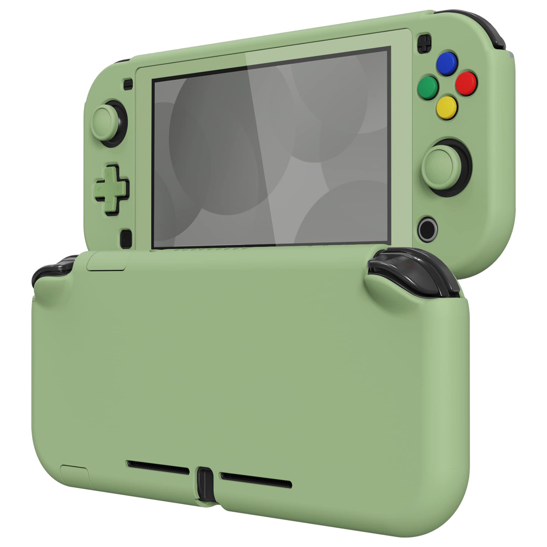eXtremeRate PlayVital Matcha Green Protective Grip Case for Nintendo Switch Lite, Hard Cover Protector for Nintendo Switch Lite - Screen Protector & Thumb Grips & Buttons Caps Stickers Included