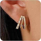 JFUKP 14K Gold-Plated Earrings for Women Trendy CZ Earring Hypoallergenic Earrings 14K Gold-Plated Hoops Non Tarnish Waterproof Drop Trendy Jewelry