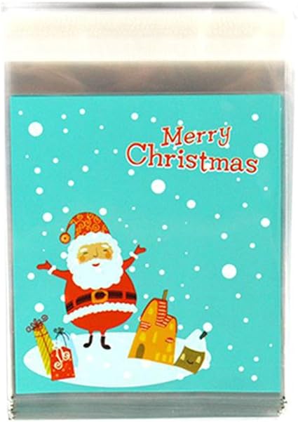 Amazon Co Jp Doitsa ビニール袋 クリスマス サンタ ギフトバッグ ポリ袋 自己接着 キャンディ ビスケット クッキー お菓子 パッケージバッグ ギフト プレゼント 100個 ホーム キッチン
