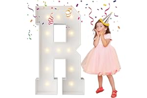 MERRY MOSAICS 4FT Marquee Light Up Letters, Large Marquee Letters, Mosaic Balloon Frame Letters Big Letters for Engagement Wedding Decorations Birthday Party Backdrop Decor, Balloon Arch Kit Letter R