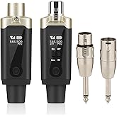 Kadjuh Wireless XLR Transmitter and Receiver& Wireless Guitar Transmitter Receiver,Rechargeable Mic Adapter 16 Channels 196ft Range for Dynamic Microphone,Audio Mixer,Electric Guitar Bass