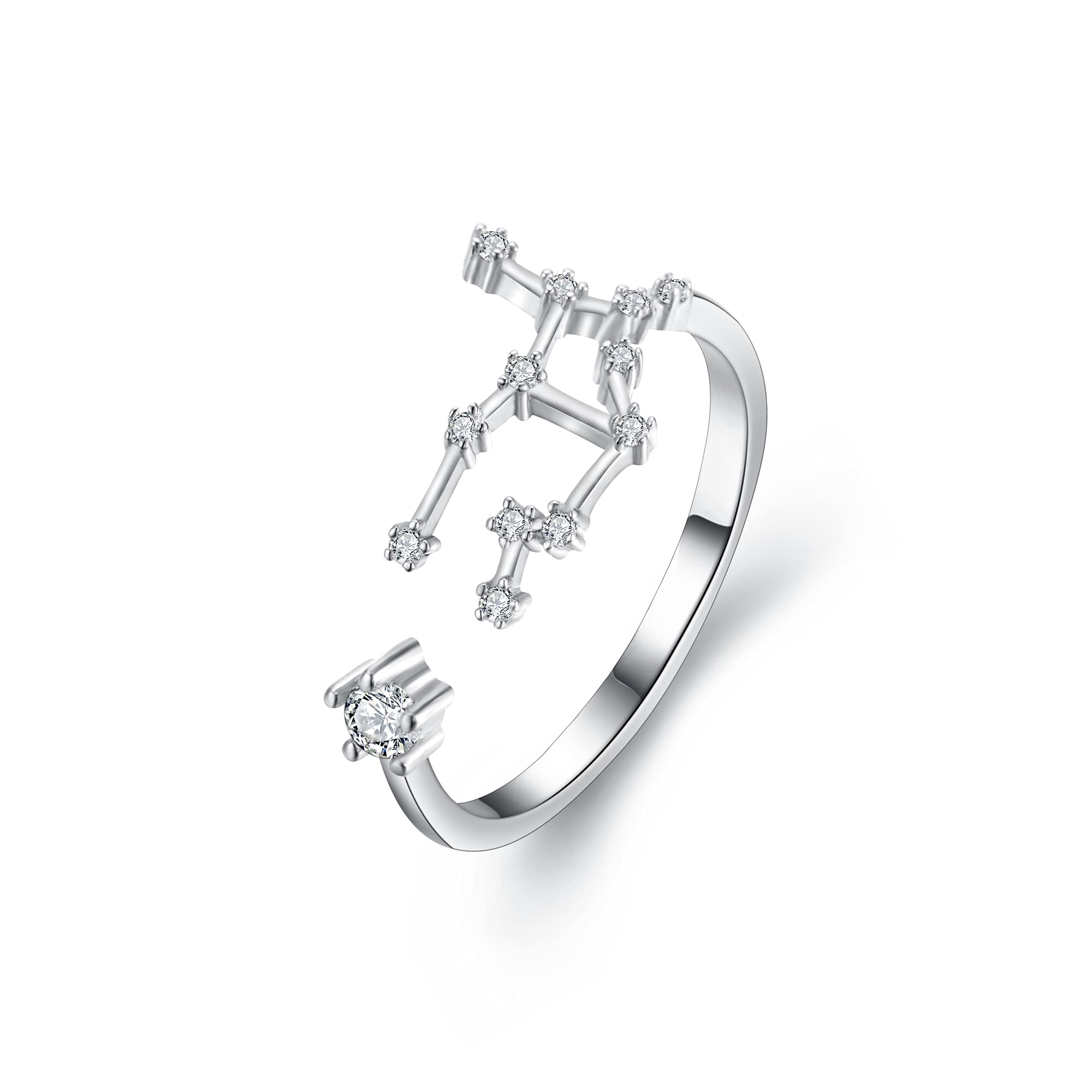 Clearine 12 Constellation Zodiac Cubic Zirconia Adjustable Ring for Women -Virgo Horoscope Stars Astrology
