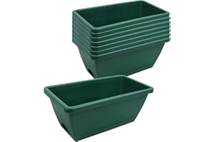 Beyoung 8 Packs Window Box Planter, 14 x 7.4 x 5.8 Inches Green Flower Window Boxes Plastic Vegetable Planters, for Windowsill, Patio, Garden, Home Décor, Porch, Yard