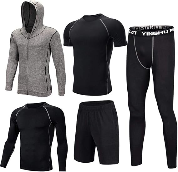 Adolenb Hombre 5 Piezas Fitness Gimnasio Ropa Deportiva para ...