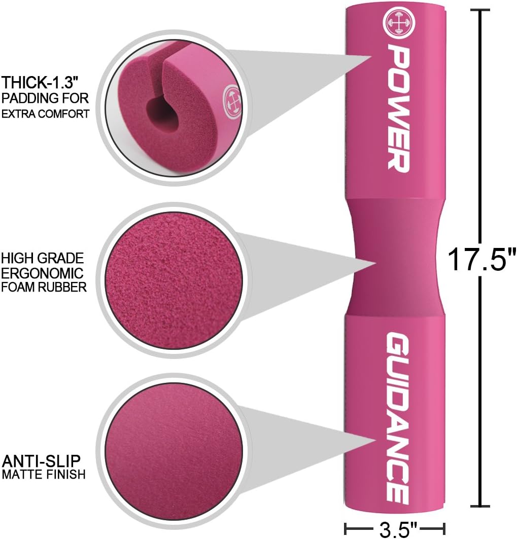 POWER GUIDANCE Barbell Squat Pad - Neck & Shoulder Protective Pad - Great for Squats, Lunges, Hip Thrusts, Weight Lifting & More - Fit Standard and Olympic Bars Perfectly : Sports & Outdoors