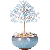 PESOENTH Crystal Tree Aquamarine Tree Crystal Spiritual Gifts for Women,Blue Gemstone Tree of Life,Feng Shui Healing Crystals Stones Gifts Home Office Decor Desk Decoration