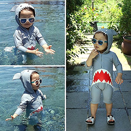 Collager Toddler Baby Boys Girls One-Pieces Cute Rash Guard Long Sleeve Swimsuit Sun Protection Bathing Suit