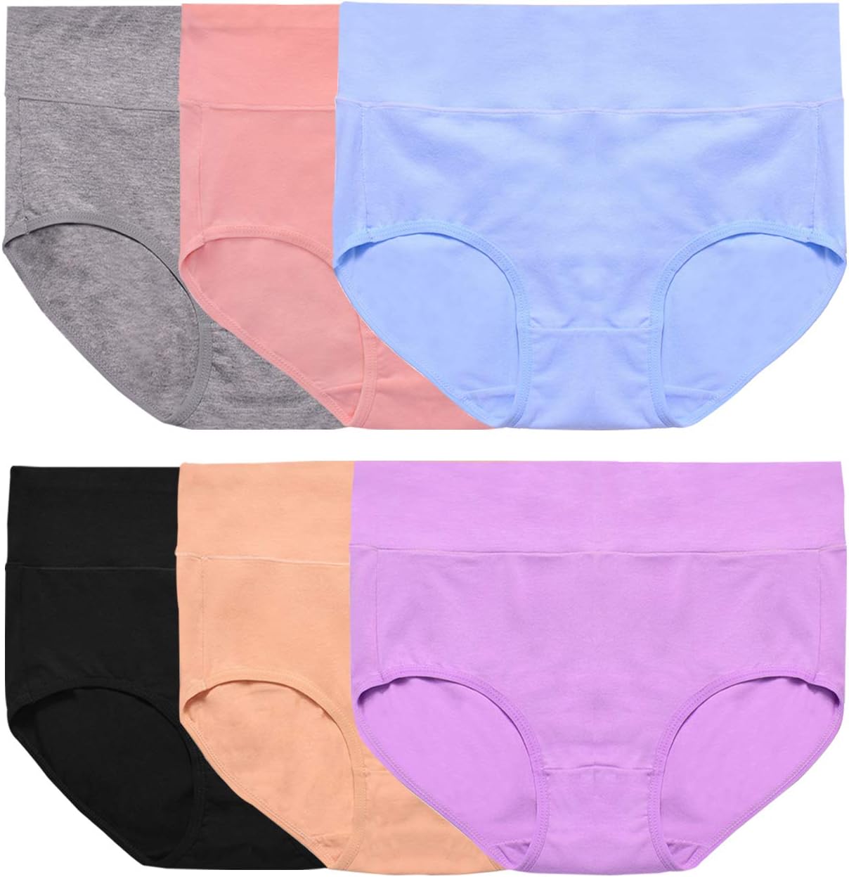 Envlon Womens Underwear Cotton Soft Breathable High Waisted Underwear Stretch Ladies Panties Briefs for Women Multipack