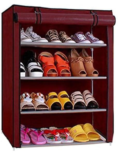Ebee 4 Shalves Shoe Cabinet (Maroon)