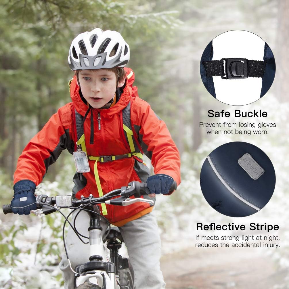 Boys Girls Winter Gloves Kids Ski Snow Snowboard Anti-slip Waterproof Gloves Warm Gloves for Children 6-12 Years Old: Clothing
