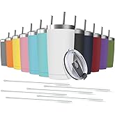 Deitybless 12 pack 20 oz Stainless Steel Insulated Tumbler with Straw and Lid, Double Wall Travel Coffee Mug Vacuum Insulated Bulk Tumbler, Suitable for Vehicle Cup Holders (Assorted Colors)