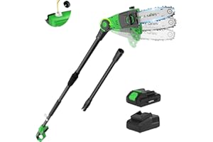 SOYUS Cordless Pole Saw 8-Inch, 15-Foot Max Reach Pole Saw for Tree Trimming, 16ft/s Speed, Auto Oiling, Multi-Angle Pole Cha
