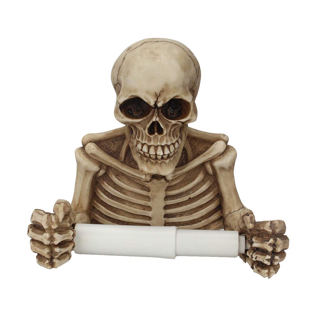 Skull Toilet Paper Holder Retro, Halloween Decorations Wall Mount Toilet Tissue Paper Roll Storage Holder Stand Gothic Bathroom Accessory (Color)
