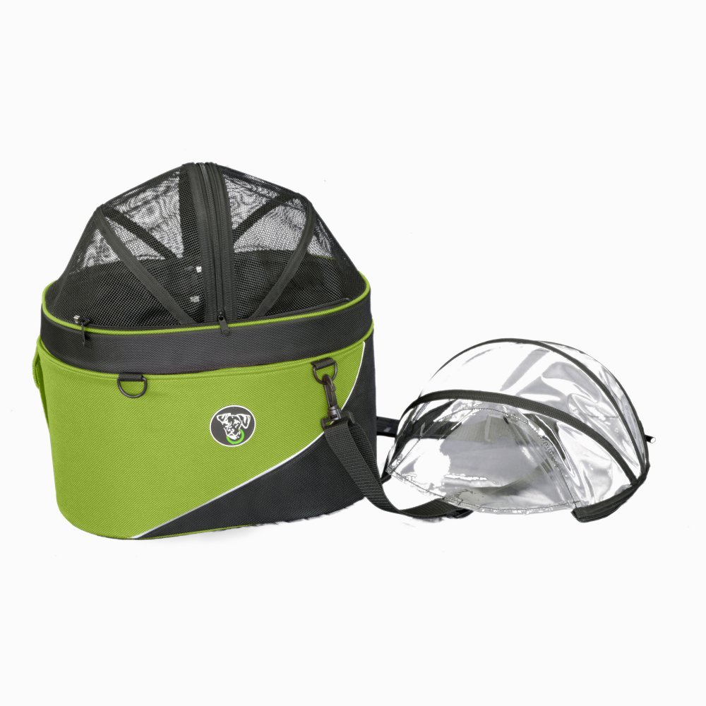 DoggyRide, Green Cocoon Bike Basket for Pets, INCL. klickFix & Rain Cover, Pet Carier And Car Seat