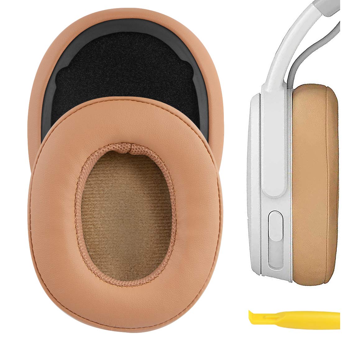 Geekria Replacement Ear Pads Compatible with Skullcandy Crusher Wireless/Crusher EVO/Crusher ANC, Hesh 3/ EVO/ANC, Crusher 540 Active Wireless, Venue ANC Headphones(Brown)