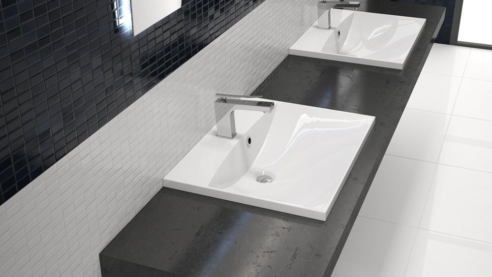 Einbau Waschbecken 60x46cm Eckig 60cm Einbau Waschtisch Zum Einlassen