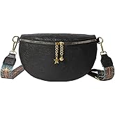 PU Leather Fanny Pack Crossbody Sling Bag for Women - Trendy Belt Bag with Adjustable Strap, Lightweight for Travel Daily Use (Embossed Black)