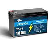 KUNLUN 12V 10Ah LiFePO4 Lithium Battery, for Ride-on Toy, Fish Finder | Smaller, Only 2.43 lbs, 5000+ Deep Cycles, Built-in 10A BMS, Supports 4P or 4S, Perfect Replacement for Lead-acid Battery
