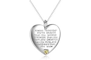 YFN Sterling Silver Always Remember You are Braver Than You Believe Jewelry Pendant Necklace Inspirational Gifts