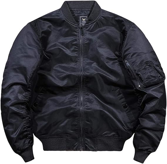 Amazon Co Jp 秋の夏の薄い爆撃機のフライトジャケットメンズ空軍野球軍服 黒 Xl 服 ファッション小物