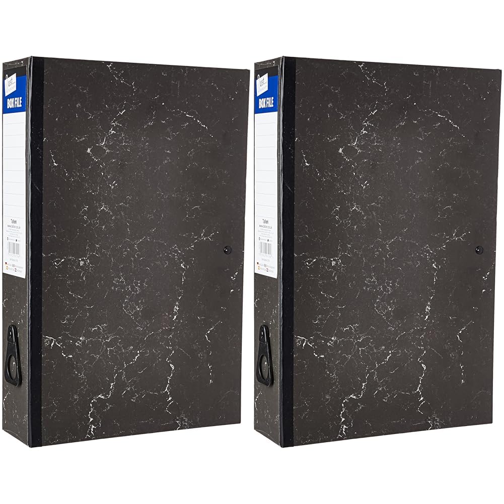 Just Stationery Box File, Black (Pack of 2)