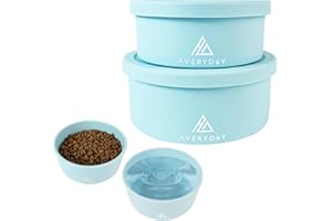 AVERYDAY 30 Oz Travel Dog Bowls with Lids, 2-in-1 Portable Pet Bowls for Food and Water, Leakproof Travel Dog Food & Water Bowl for Outdoor, Camping, Travel Dog Feeding Bowl, Daycare Pet Bowls