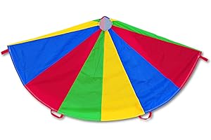 CHAMPION SPORT Nylon Multicolor Parachute, 12-ft. diameter, 12 Handles (NP12)