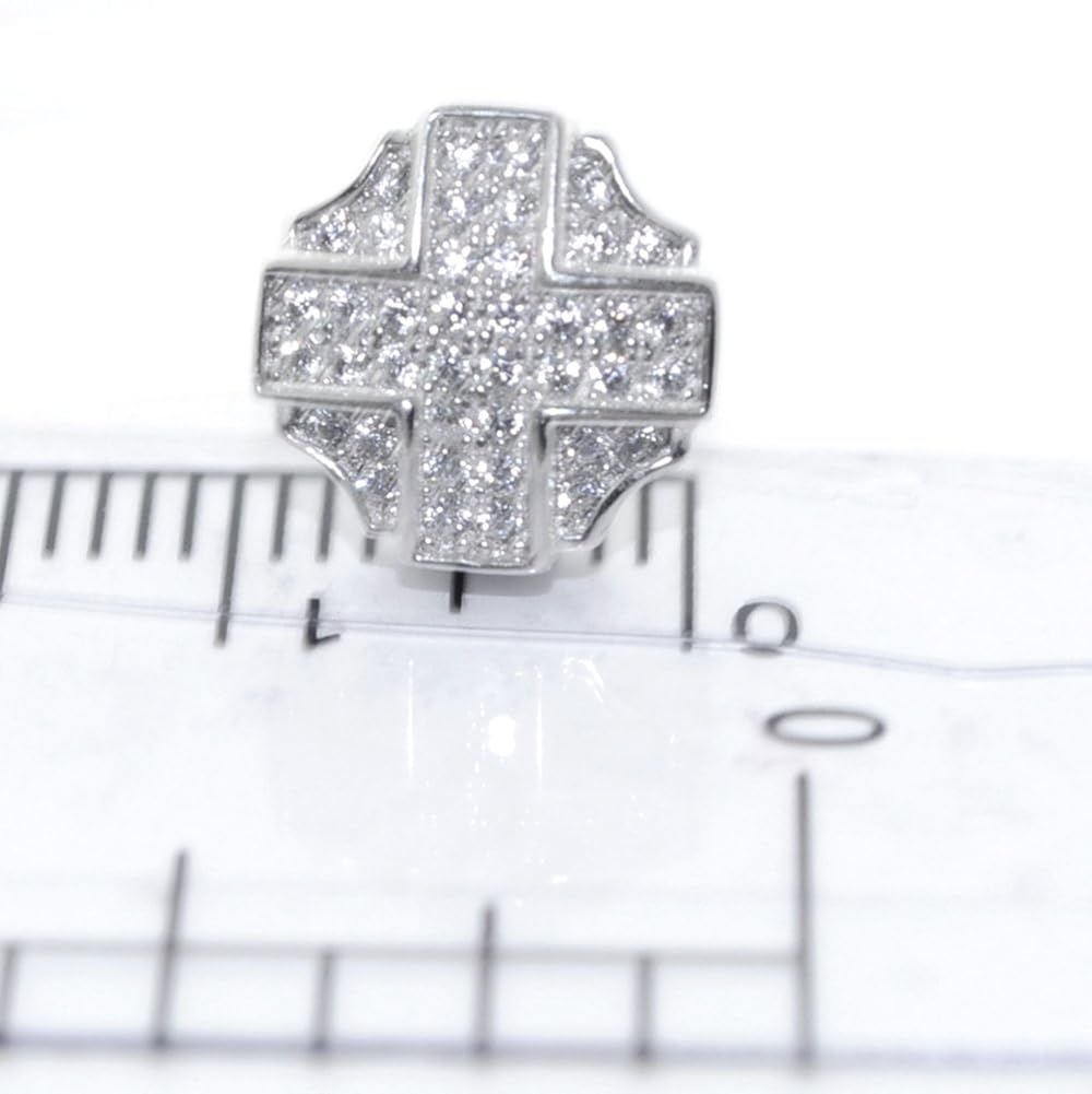 Womens or Mens Stud Earrings Sterling Silver Stud Earrings With Cz Screw Back 10.5MM