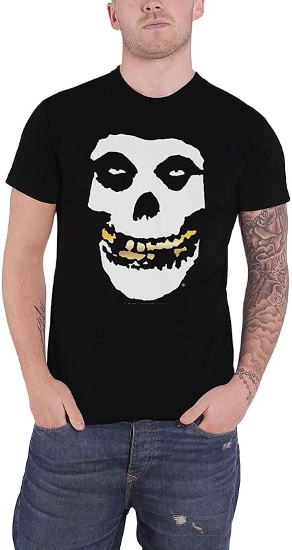 Amazon Com Misfits T Shirt Gold Foil Teeth Skull Band Logo