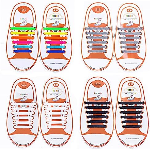 Talent Fashion Kids/Adults Tieless Elastic Silicone No Tie Shoelaces Waterproof Rubber Flat Running Shoe Laces for Sneakers Board Shoes Casual Shoes and Boots