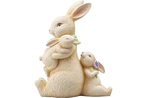 Newman House Studio Easter Decorations Family Bunny Figurines Spring-Decor - Resin Sitting Bunny Mom with Kids Tabletop Decorations for Home Farmhouse 3.5 * 1.5 * 4.5 inch